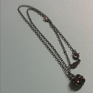 Catherine‎ Popesco Black Chain Smokey Grey Gemstone  Pendant Necklace